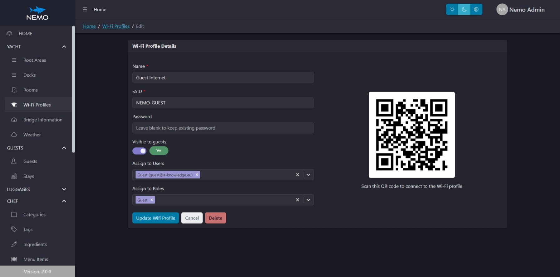 NEMO WiFi profile management
